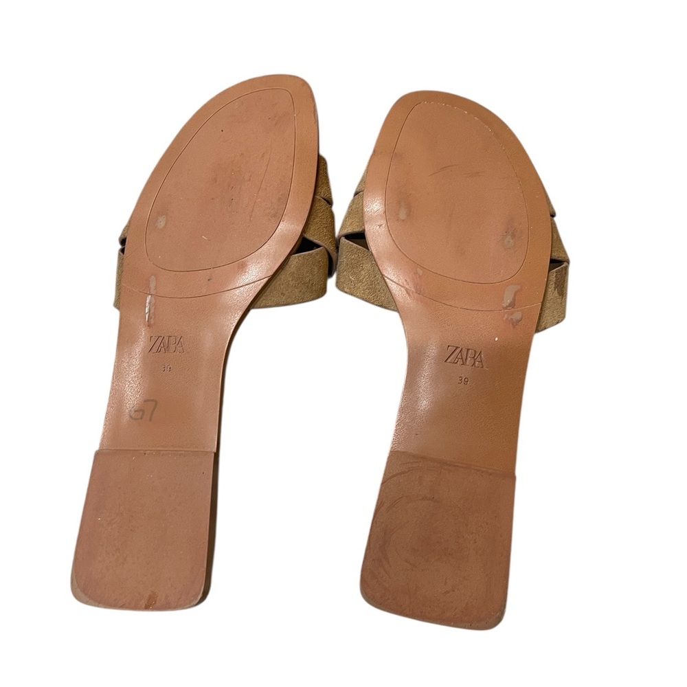 Zara Suede Beige Slide Sandals - Picture 8 of 8